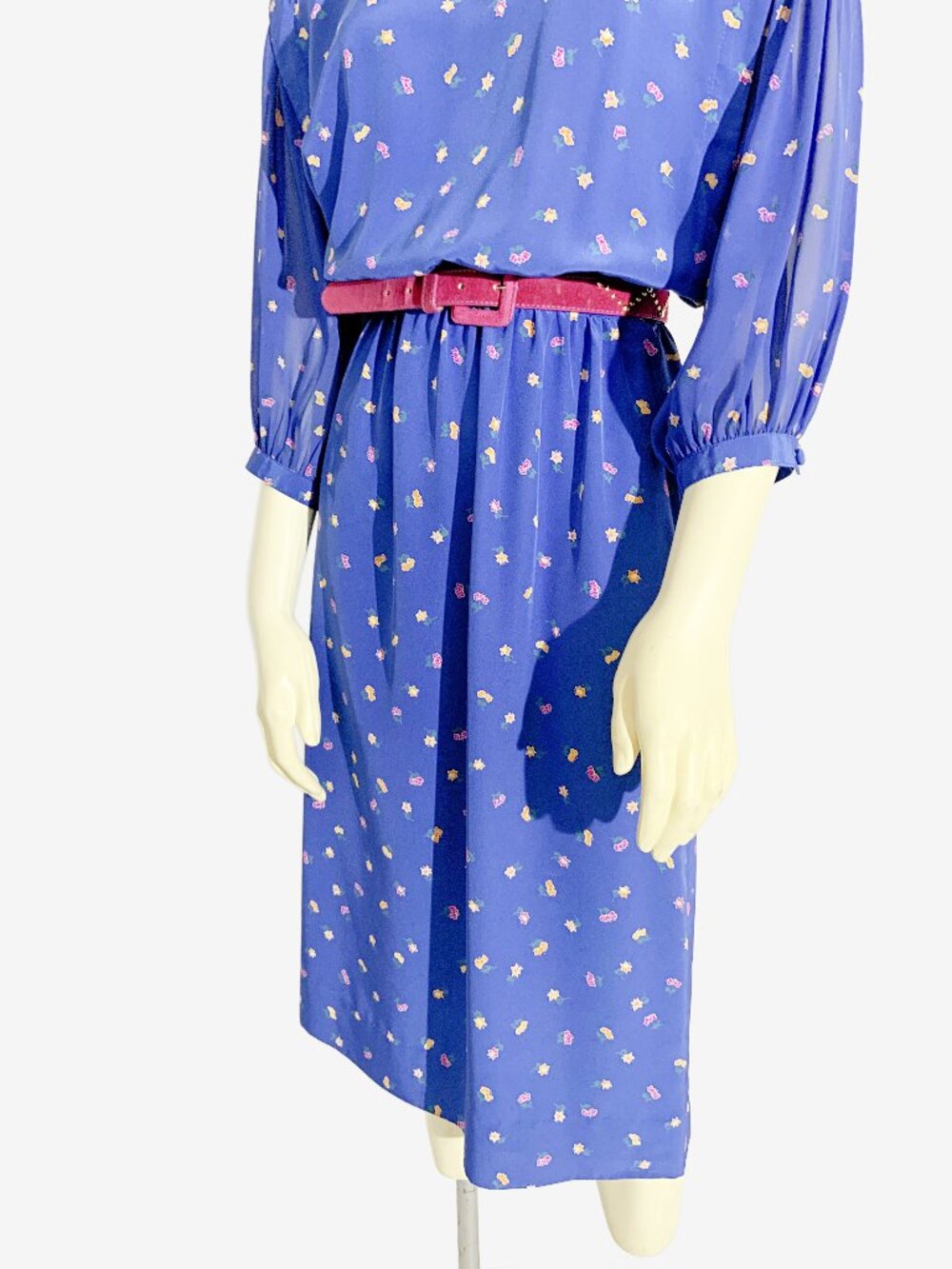Vintage 1980s Albert Nipon Boutique Floral Midi Dress / size Small - Picture 11 of 14